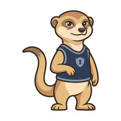Fototapeta premium Cybersecurity Meerkat Mascot Character with Shield Protection Concept