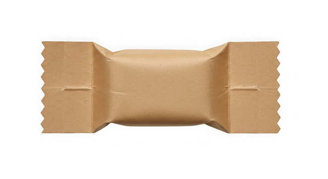 Cardboard gift box with ribbon bow for packaging. Brown kraft paper present box isolated on white background.
