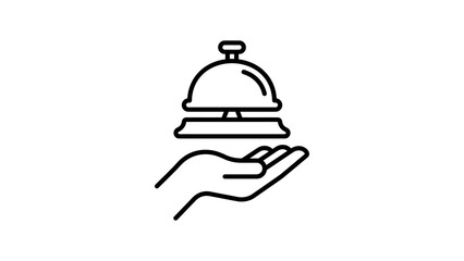 Fototapeta premium Service bell on hand icon for hospitality and hotel industry.