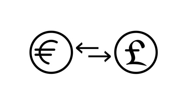 euro currency converter to pounds. euro to pound exchange animation.