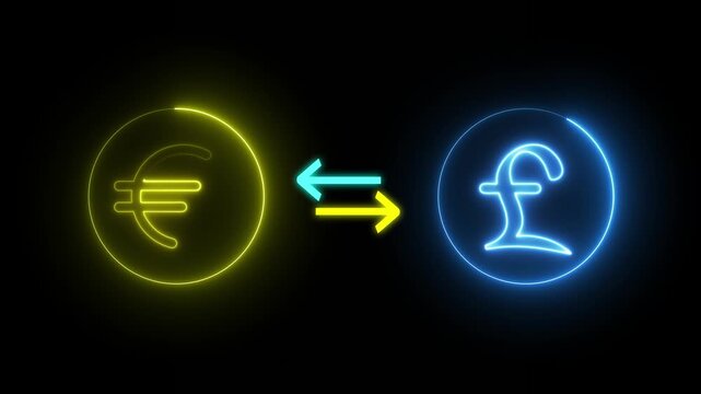 euro currency converter to pounds. euro to pound exchange animation.