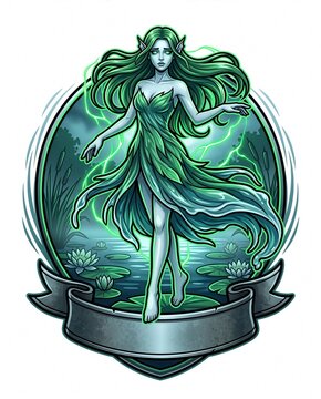 Rusalka Lake Woman Slavic Nymph Emerald Hair Emblem