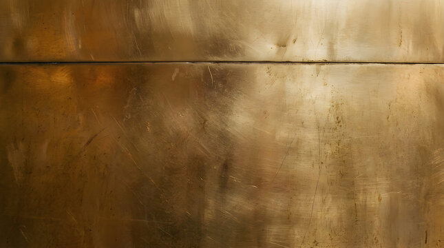 Close up of a brushed brass metal surface with horizontal texture
