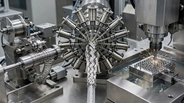 Automated coiling braiding machine catheter reinforcement, High-density braid wire EDM ultrasonic welding, Guidewire mandrel catheter braiding manufacturing