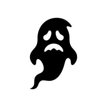 Halloween ghost silhouette icon set. Spooky spirit and haunted apparition vector symbols. Scary october supernatural monster sign. isolated on White Background