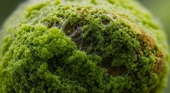 macro photography of biofilm forming on surface