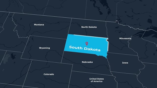 South Dakota Map Animation Locator Zoom 4K Motion Graphic
