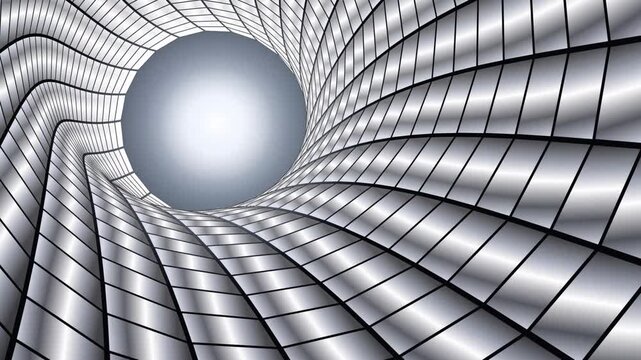 Abstract 3D Metallic Silver Grid Tunnel Motion Graphics Background