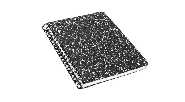 Classic Spiral Composition Notebook Isolated on Black