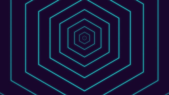 Futuristic Sci-Fi Cyan Hexagon Wireframe Tunnel Motion Graphic