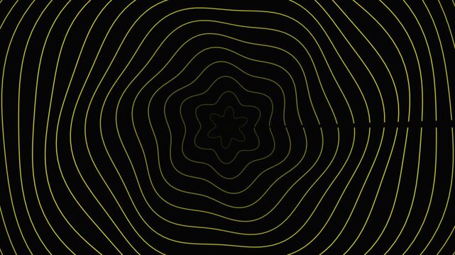 Golden Wavy Flower Shape Geometric Line Spiral VJ Loop