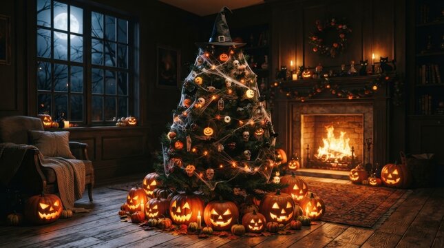 Cozy Living Room Fireplace Decorated for Christmas