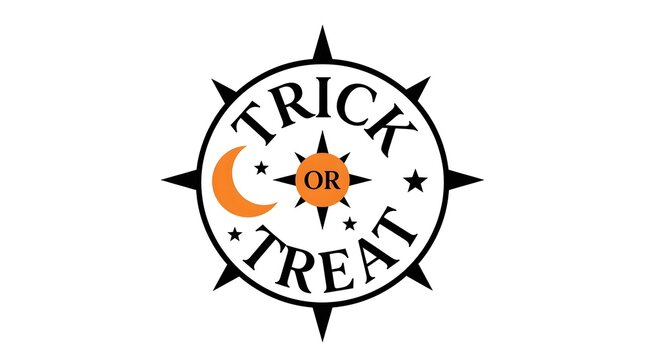 Vintage halloween design with crescent moon and spooky trick or treat lettering