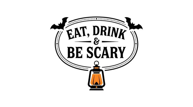 Vintage halloween design with spooky text and illuminated lantern illustration