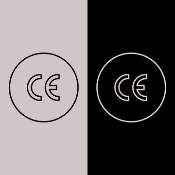 CE Mark Icon Set Symbol on Light and Dark Background