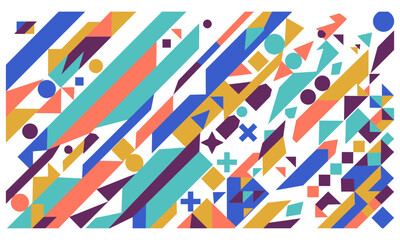 Fototapeta premium Colorful abstract geometric stripes pattern with vibrant background isolated on transparent background, isolated on white background, Vector geometric mosaic patterns background design 2026 new edita