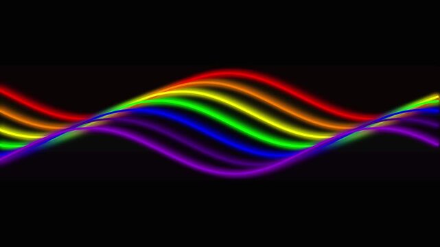 Neon Rainbow Pride Wave Loop Glowing Lines Tech Background