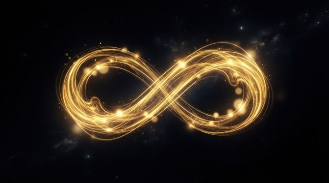 Glowing Golden Infinity Symbol with Sparkles
