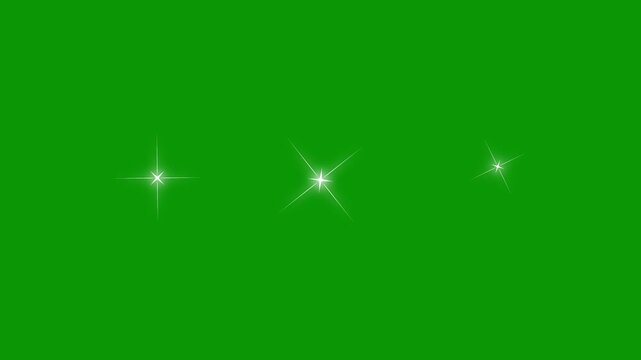Abstract glowing twinkle stars and magical glitter sparkle effect seamless animation loop on green background for starry night aesthetic and beautiful festive backdrops.
