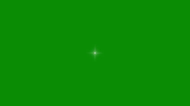 Twinkle stars light with a blinking shining effect featuring glowing flash rays floating smoothly on a dark green screen background for magical night motion overlays.