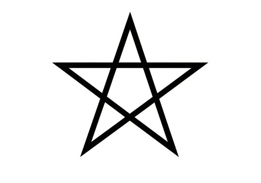 Black Five Pointed Pentagram Star Symbol Isolated For Mystical Graphic Design