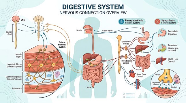 Human digestive system and nervous system connection overview