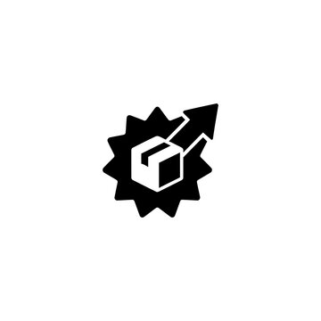 Package delivery icon with upward arrow during shipping representing logistics and growth isolated on transparent background