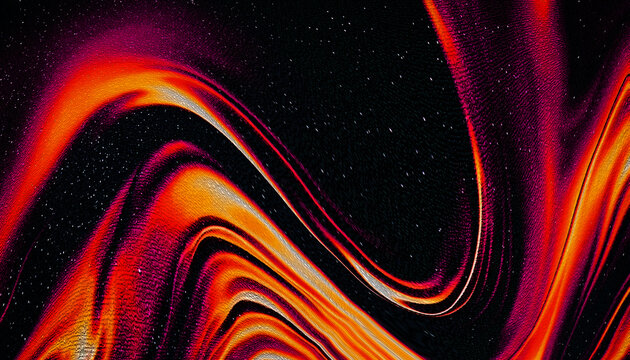 Abstract background featuring vibrant flowing waves of orange and red colors swirling against a deep black backdrop creating a dynamic artistic visual effect