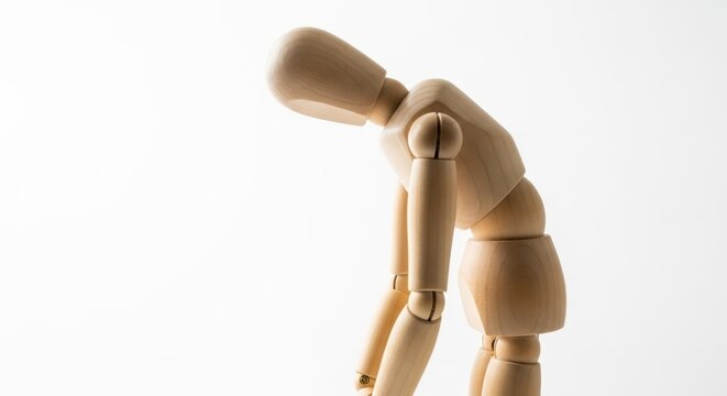Wooden Artist Mannequin Standing In Bent Pose For Drawing And Anatomy Study