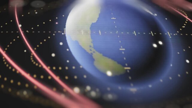 Interactive Earth model shows red high risk orbital routes