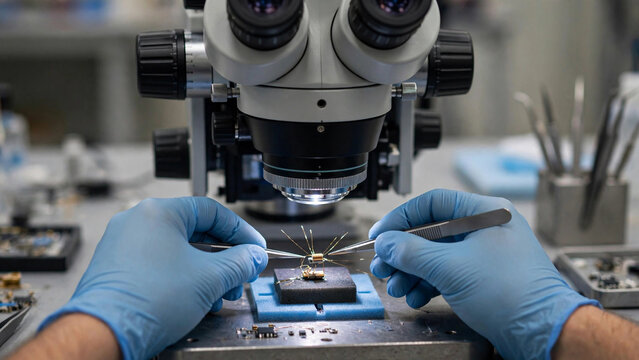 Micro EM sensor assembly stereo microscope