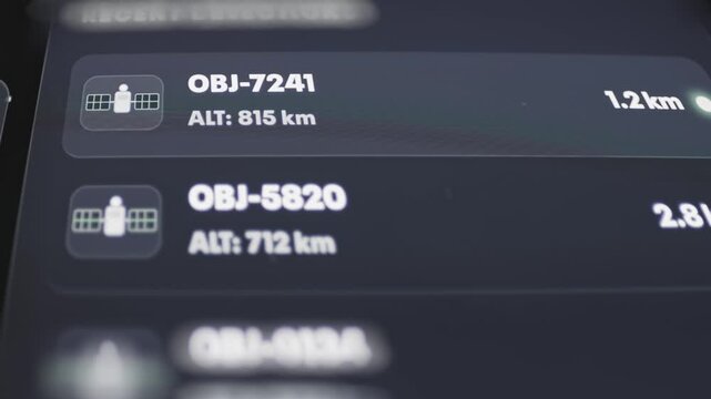 Interactive Catalog lists OBJ-7241 at 815 kilometers and OBJ-5820 at 712
