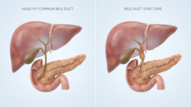 3D Medical Comparison of Healthy Common Bile Duct and Stricture