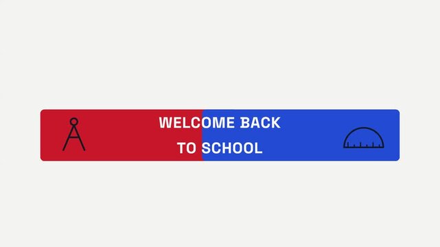 Welcome back to school banners with minimalist geometric stationery icons