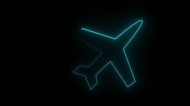 Abstract glowing neon light rocket icon animation on black background. animated rocket logo with glowing neon lines. 4k video 