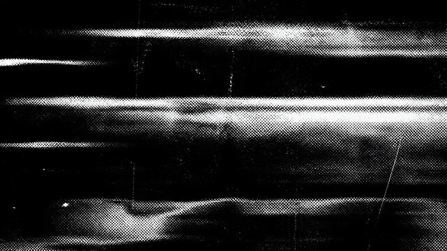 Distressed black and white halftone texture with horizontal glitch lines and analog tv static noise pattern halftone abstract broadcast