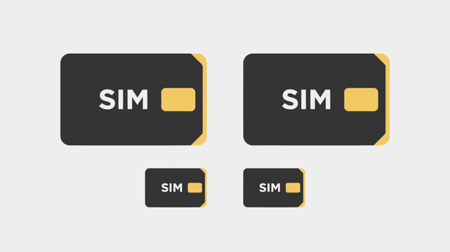 Four sim card trays with golden contacts are displayed on a light gray background simcard tray cellular mobile