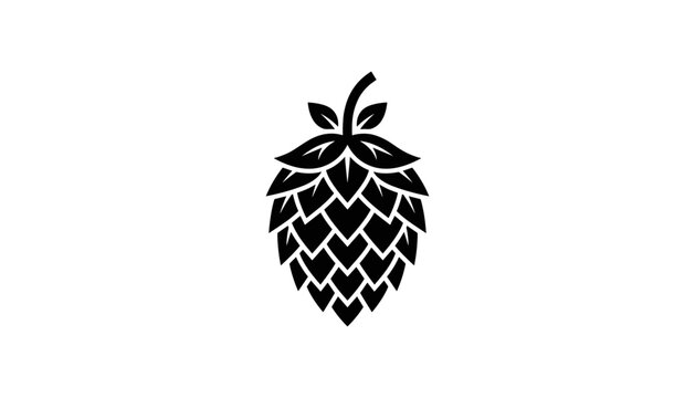 Hop cone black silhouette icon for beer brewing craft brewery logo design element vector illustration