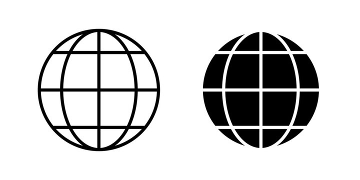 Globe icon lineart symbol pack