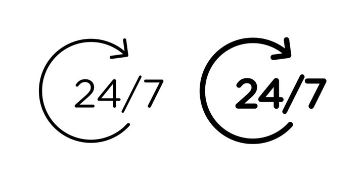 24 Hours a day service icon lineart symbol pack