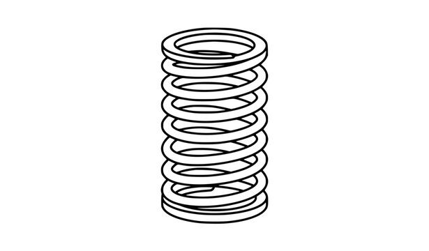 Metal coil compression spring industrial line art vector illustration