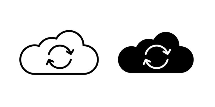 Cloud sync icon lineart symbol pack