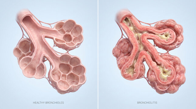 Healthy Bronchioles vs Bronchiolitis Medical Comparison