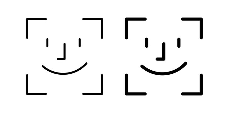 Face id icon lineart symbol pack