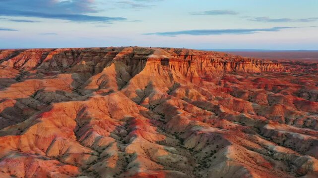 Aerial view of Tsagaan Suvarga rock formations in Mongolia.