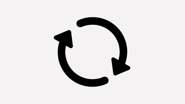 Rotating refresh sync arrows icon animation, circular loop vector motion graphic