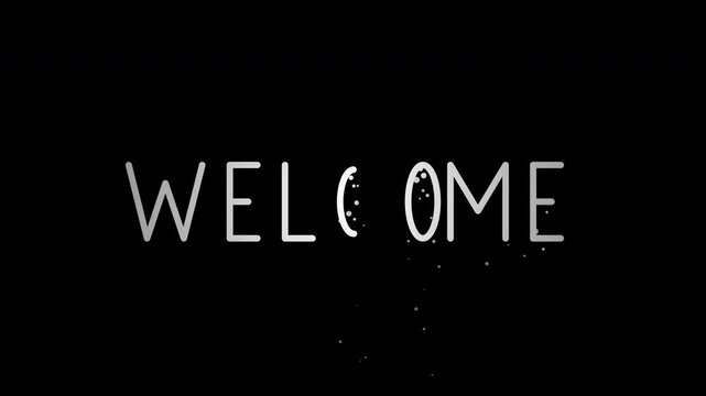 A white text that says WELCON on a black background with small dots