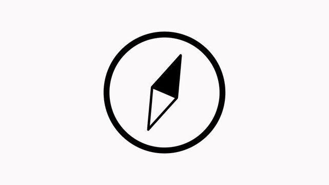 Rotating compass needle icon animation, directional navigation vector motion graphic