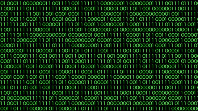 Futuristic Green Binary Code Hacker Cybersecurity Technology Background Animation, Binary encoding green light glowing with digits background screen.Digital hacker cyberspace. Algorithm binary encrypt