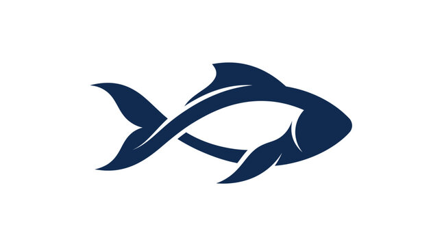 Stylized Dark Blue Fish Vector Icon for Modern Branding
